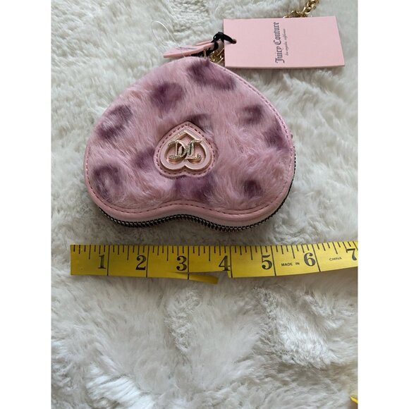 JUICY COUTURE GET COZY HEART ZIP AROUND WRISTLET WALLET PINK LEOPARD New - Picture 9 of 10